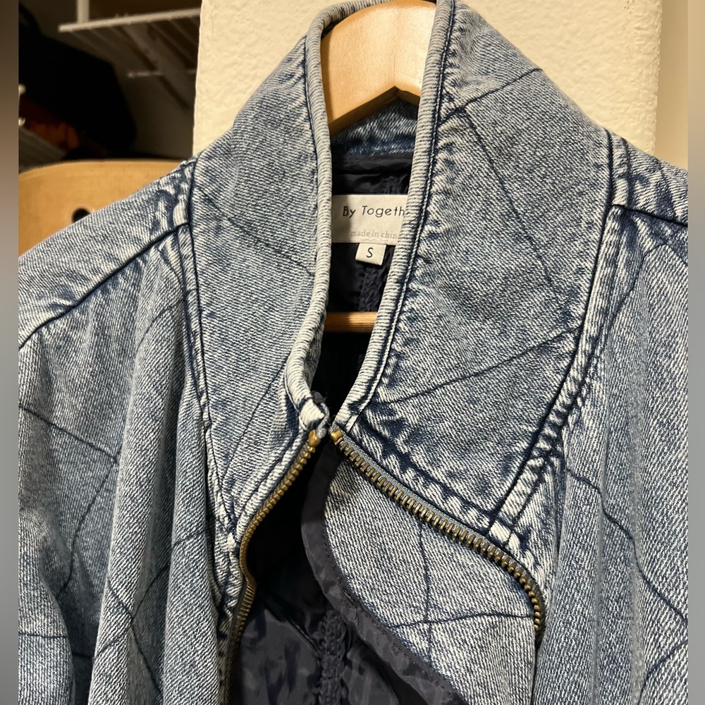BY TOGETHER 100% Cotton Oversized Zip Up Jean Jacket - Picture 5 of 8